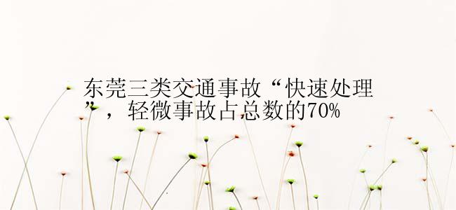 东莞三类交通事故“快速处理”，轻微事故占总数的70%