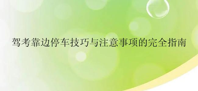 驾考靠边停车技巧与注意事项的完全指南