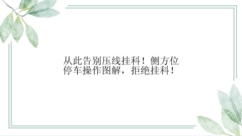 从此告别压线挂科！侧方位停车操作图解，拒绝挂科！