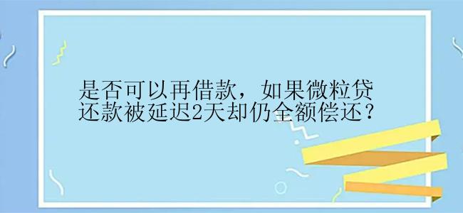 是否可以再借款，如果微粒贷还款被延迟2天却仍全额偿还？