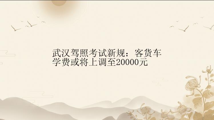 武汉驾照考试新规：客货车学费或将上调至20000元