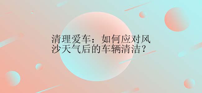 清理爱车：如何应对风沙天气后的车辆清洁？