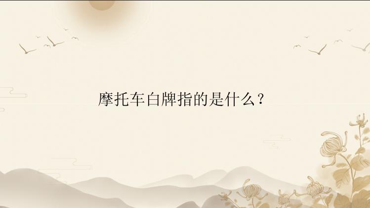 摩托车白牌指的是什么？