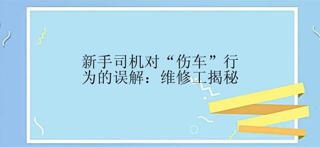 新手司机对“伤车”行为的误解：维修工揭秘