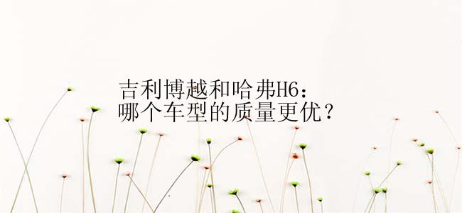 吉利博越和哈弗H6：哪个车型的质量更优？