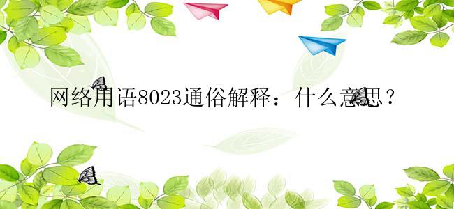 网络用语8023通俗解释：什么意思？