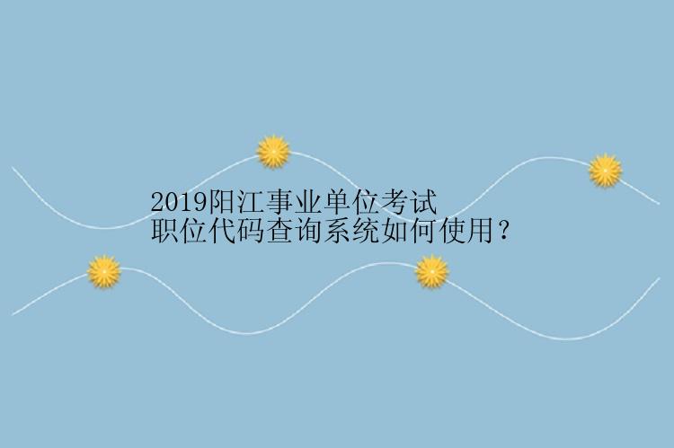2019阳江事业单位考试职位代码查询系统如何使用？