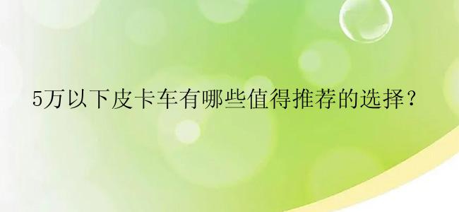 5万以下皮卡车有哪些值得推荐的选择？