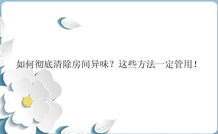 如何彻底清除房间异味？这些方法一定管用！