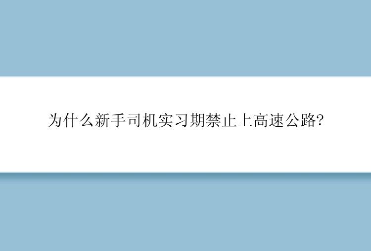 为什么新手司机实习期禁止上高速公路?