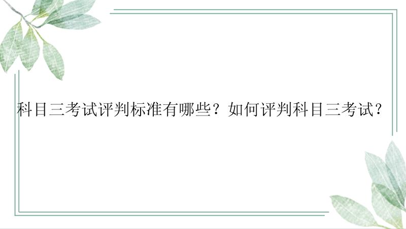 科目三考试评判标准有哪些？如何评判科目三考试？