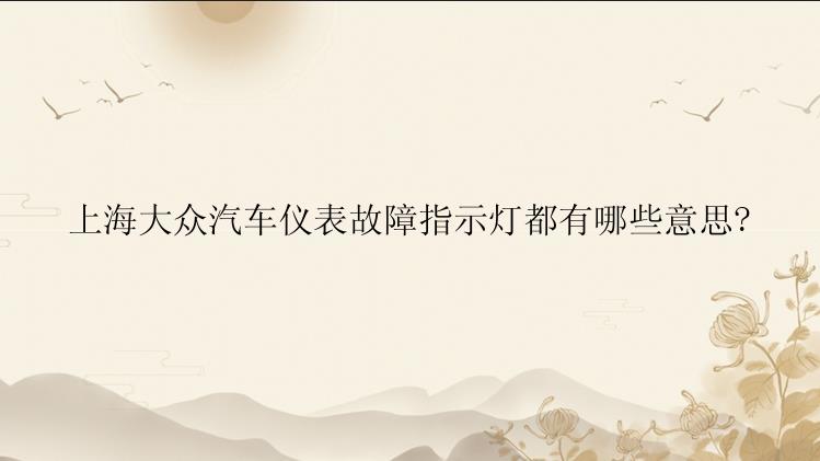 上海大众汽车仪表故障指示灯都有哪些意思?