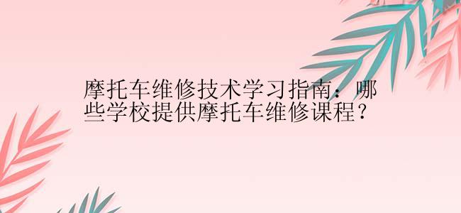 摩托车维修技术学习指南：哪些学校提供摩托车维修课程？