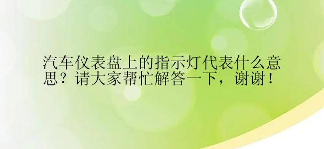 汽车仪表盘上的指示灯代表什么意思？请大家帮忙解答一下，谢谢！