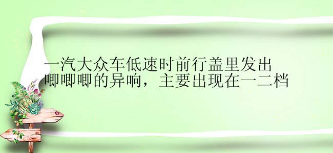 一汽大众车低速时前行盖里发出唧唧唧的异响，主要出现在一二档