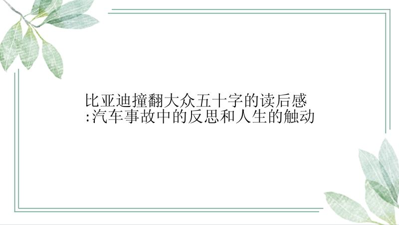 比亚迪撞翻大众五十字的读后感:汽车事故中的反思和人生的触动