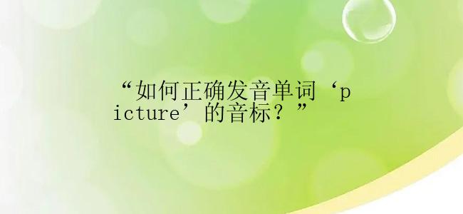 “如何正确发音单词‘picture’的音标？”