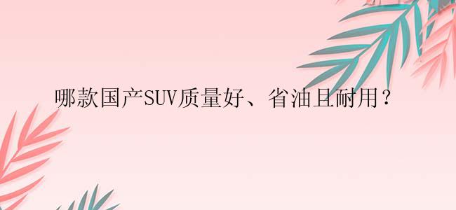 哪款国产SUV质量好、省油且耐用？