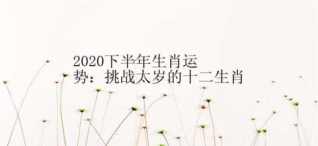 2020下半年生肖运势：挑战太岁的十二生肖