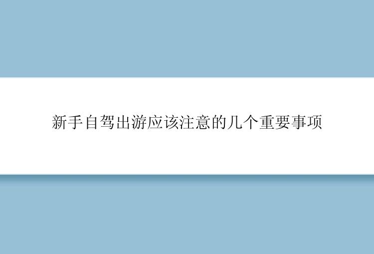 新手自驾出游应该注意的几个重要事项