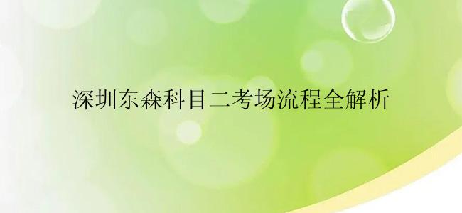 深圳东森科目二考场流程全解析