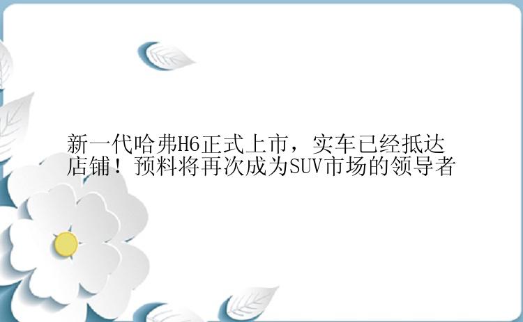 新一代哈弗H6正式上市，实车已经抵达店铺！预料将再次成为SUV市场的领导者