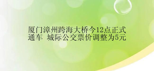 厦门漳州跨海大桥今12点正式通车 城际公交票价调整为5元