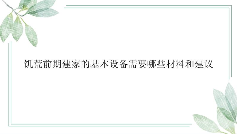 饥荒前期建家的基本设备需要哪些材料和建议