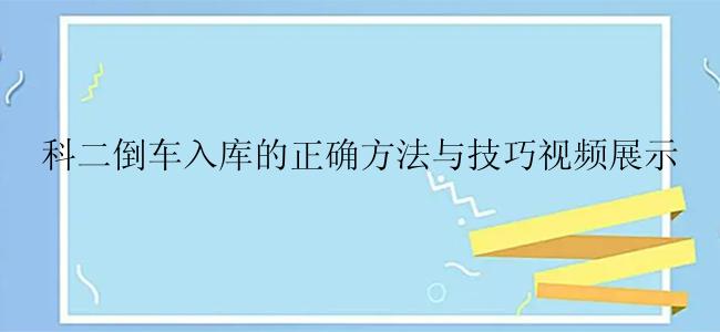 科二倒车入库的正确方法与技巧视频展示