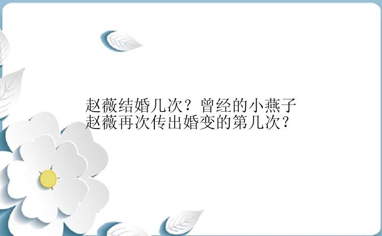 赵薇结婚几次？曾经的小燕子赵薇再次传出婚变的第几次？