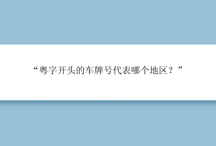 “粤字开头的车牌号代表哪个地区？”