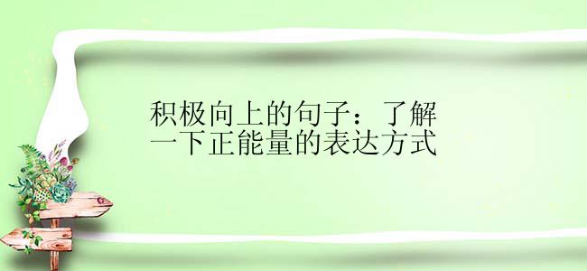 积极向上的句子：了解一下正能量的表达方式