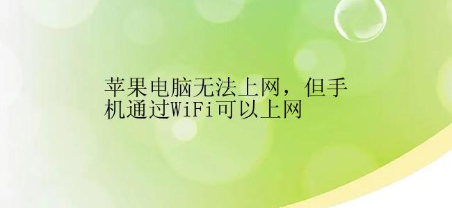 苹果电脑无法上网，但手机通过WiFi可以上网