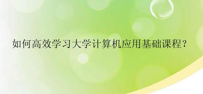 如何高效学习大学计算机应用基础课程？