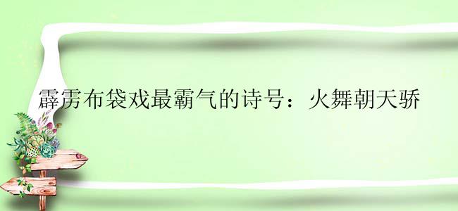 霹雳布袋戏最霸气的诗号：火舞朝天骄