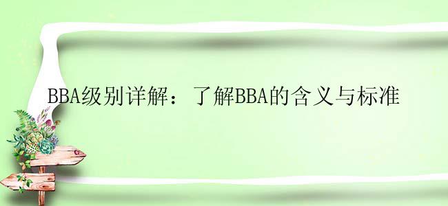 BBA级别详解：了解BBA的含义与标准