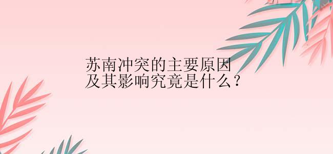 苏南冲突的主要原因及其影响究竟是什么？