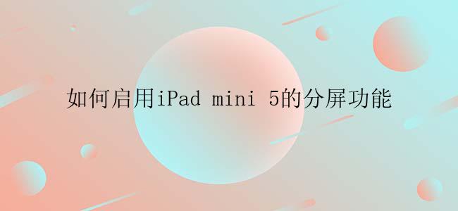 如何启用iPad mini 5的分屏功能