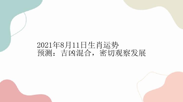 2021年8月11日生肖运势预测：吉凶混合，密切观察发展