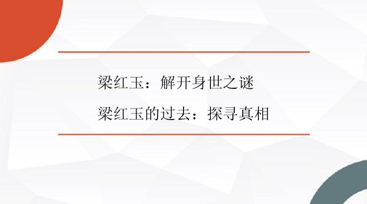 梁红玉：解开身世之谜

梁红玉的过去：探寻真相