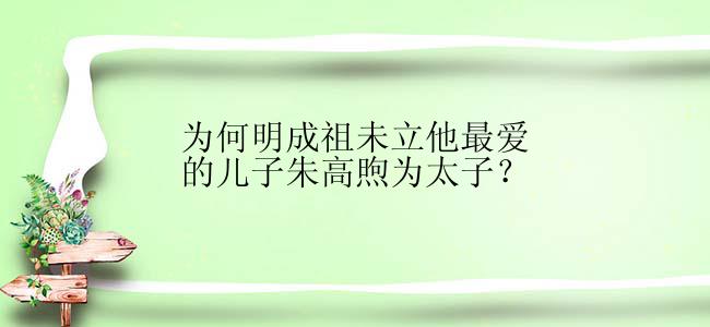 为何明成祖未立他最爱的儿子朱高煦为太子？