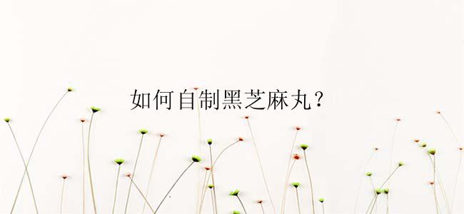 如何自制黑芝麻丸？