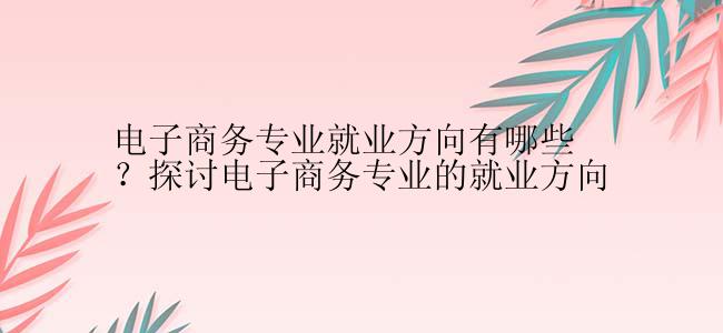 电子商务专业就业方向有哪些？探讨电子商务专业的就业方向