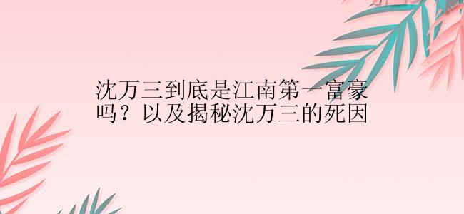 沈万三到底是江南第一富豪吗？以及揭秘沈万三的死因