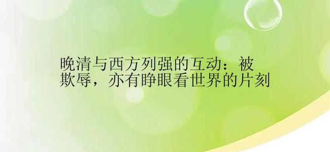 晚清与西方列强的互动：被欺辱，亦有睁眼看世界的片刻