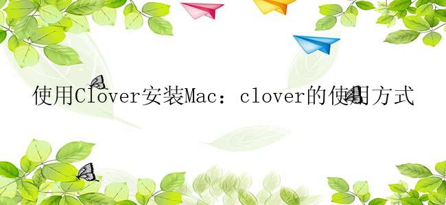 使用Clover安装Mac：clover的使用方式