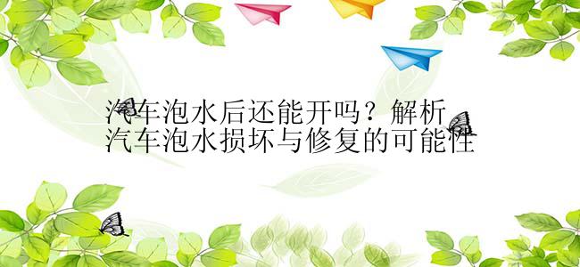 汽车泡水后还能开吗？解析汽车泡水损坏与修复的可能性