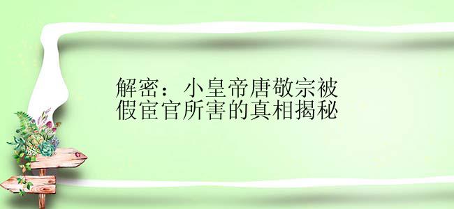 解密：小皇帝唐敬宗被假宦官所害的真相揭秘