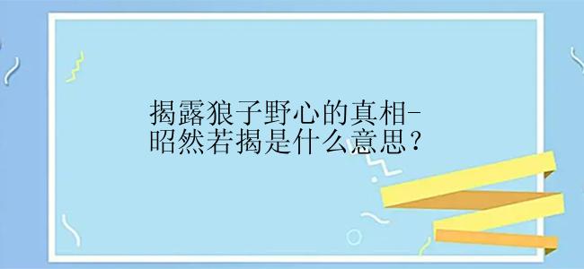 揭露狼子野心的真相-昭然若揭是什么意思？