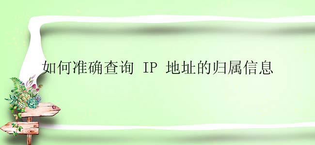 如何准确查询 IP 地址的归属信息